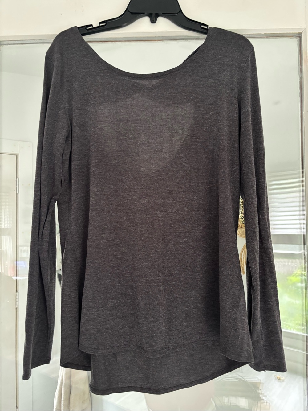 Athleta Scoop Neck Long-Sleeve Top - Charcoal